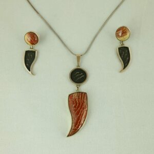 Hanger en oorbellen zilver met jaspis