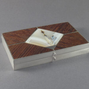 Doosje zilver met hout en agaat